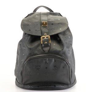 MCM Buckle Backpack in Black Visetos Coated Canvas